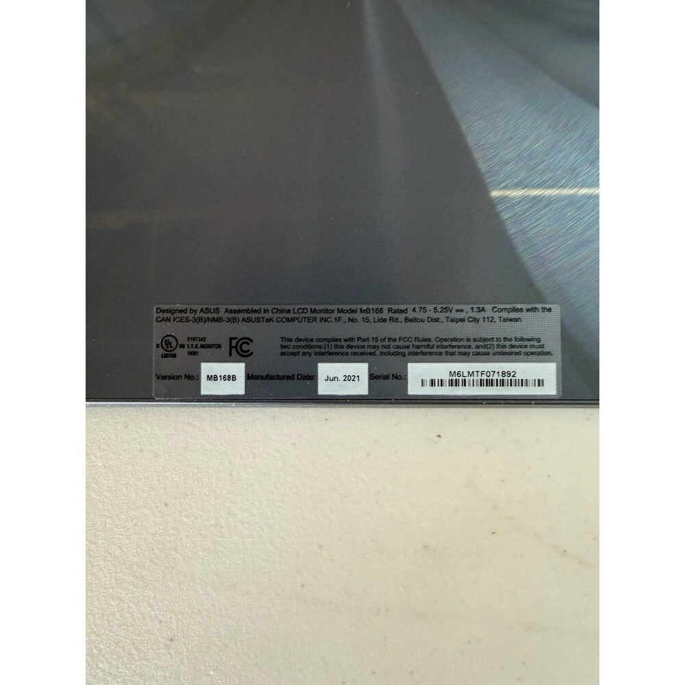 ASUS MB168B 15.6 Inch USB Portable Monitor Ultra-Slim + USB Cable & Case - Picture 9 of 10